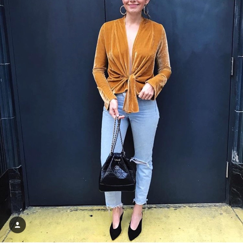 Velvet wrap top